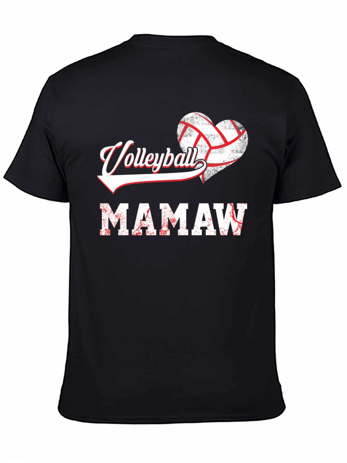 Black Volleyball Mamaw Heart Graphic Tee view 4