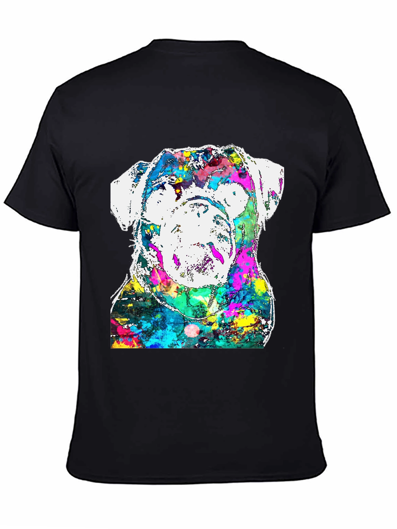 Black Colorful Bulldog Graphic Tee view 4