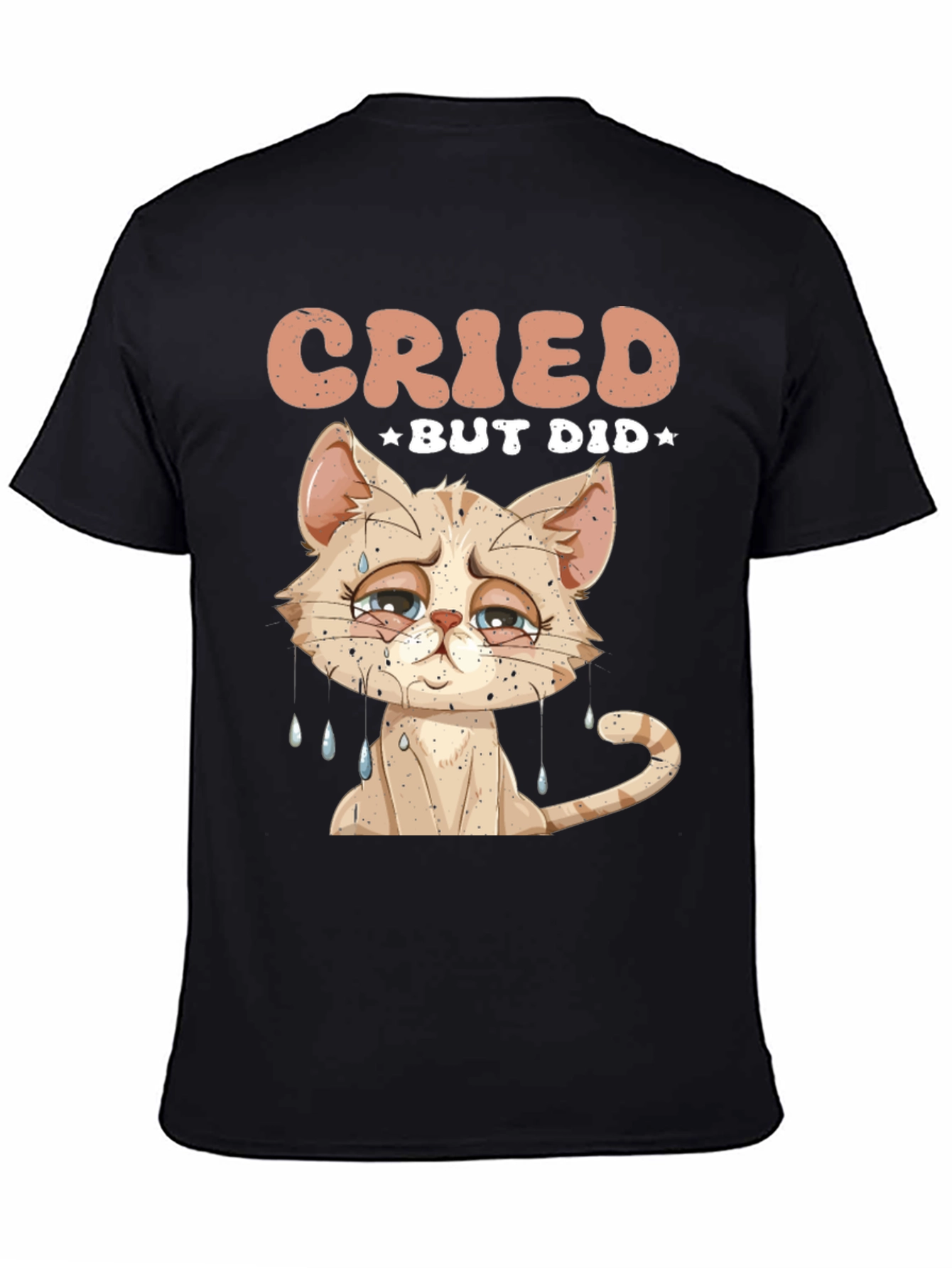Black Cried But Did Funny Cat T-Shirt view 4