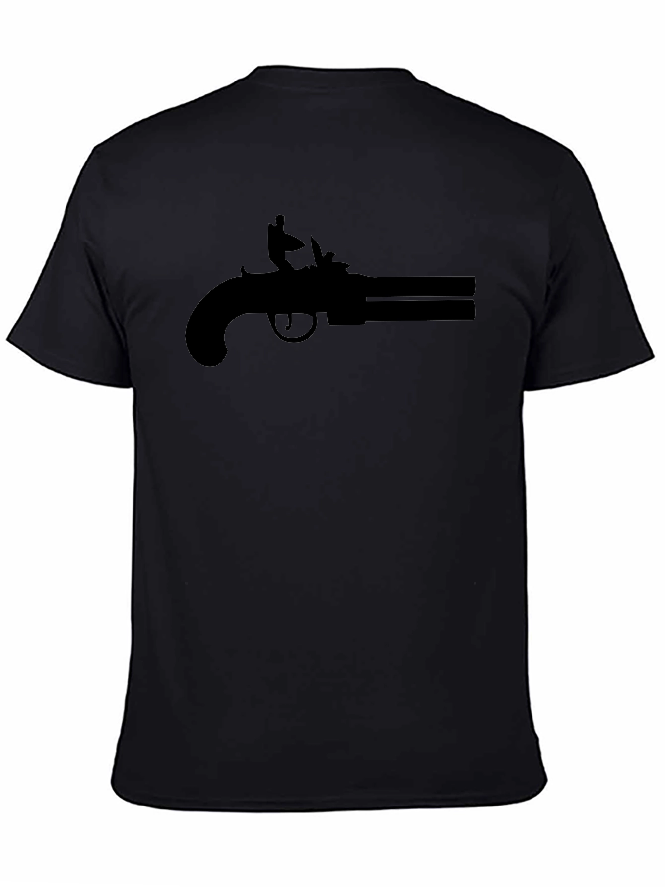 Black Double Barrel Pistol Graphic Tee - Black Cotton T-Shirt view 4