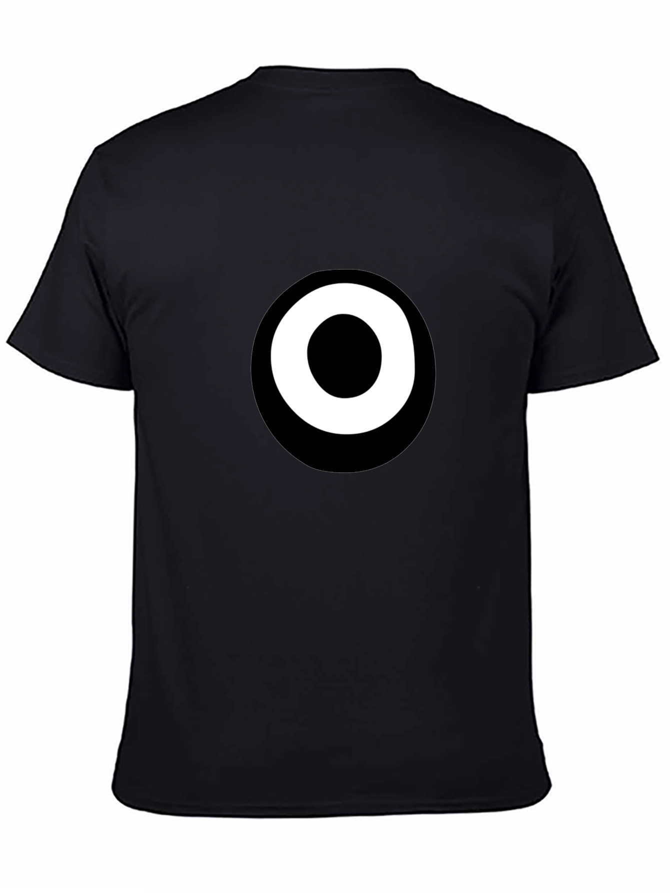 Black Modern Minimalist Black T-Shirt with White Circle Design view 4