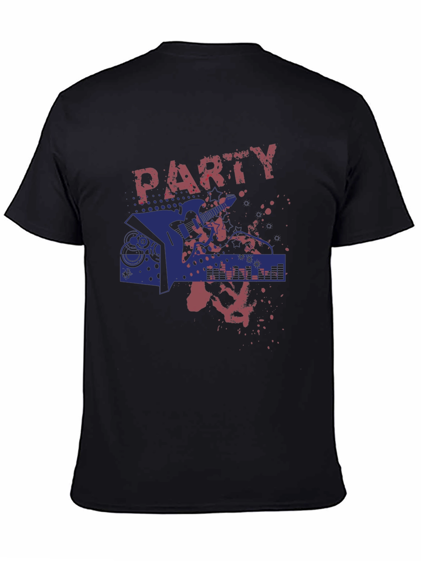 Black Party Guitar Graphic T-Shirt - Rock On! view 4