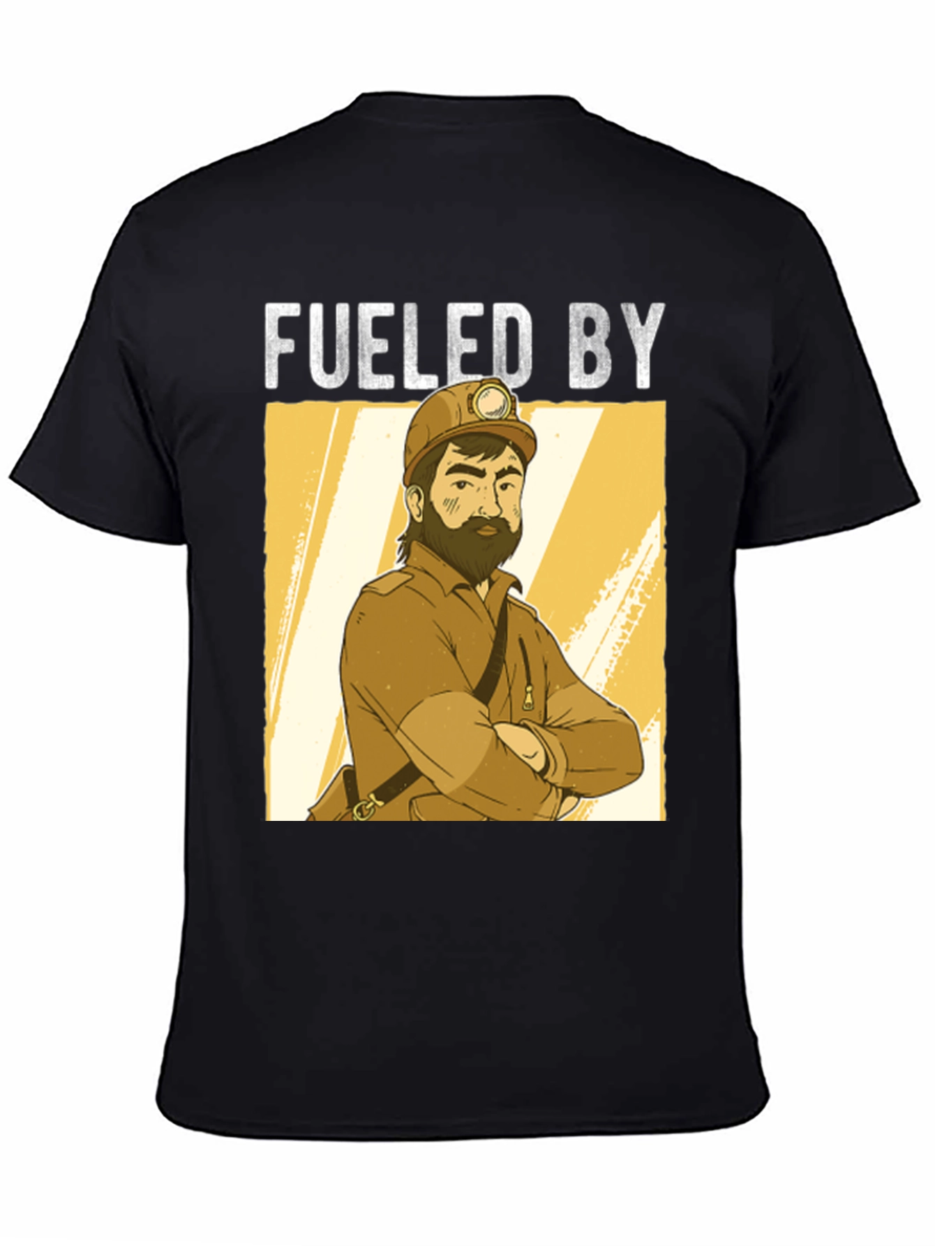 Black Fueled By Miner Cartoon Black T-Shirt view 4
