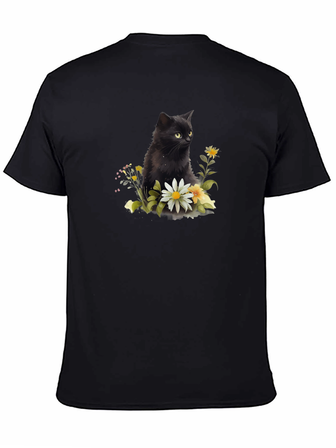 Black Black Cat Floral T-Shirt - Soft Cotton Blend view 4