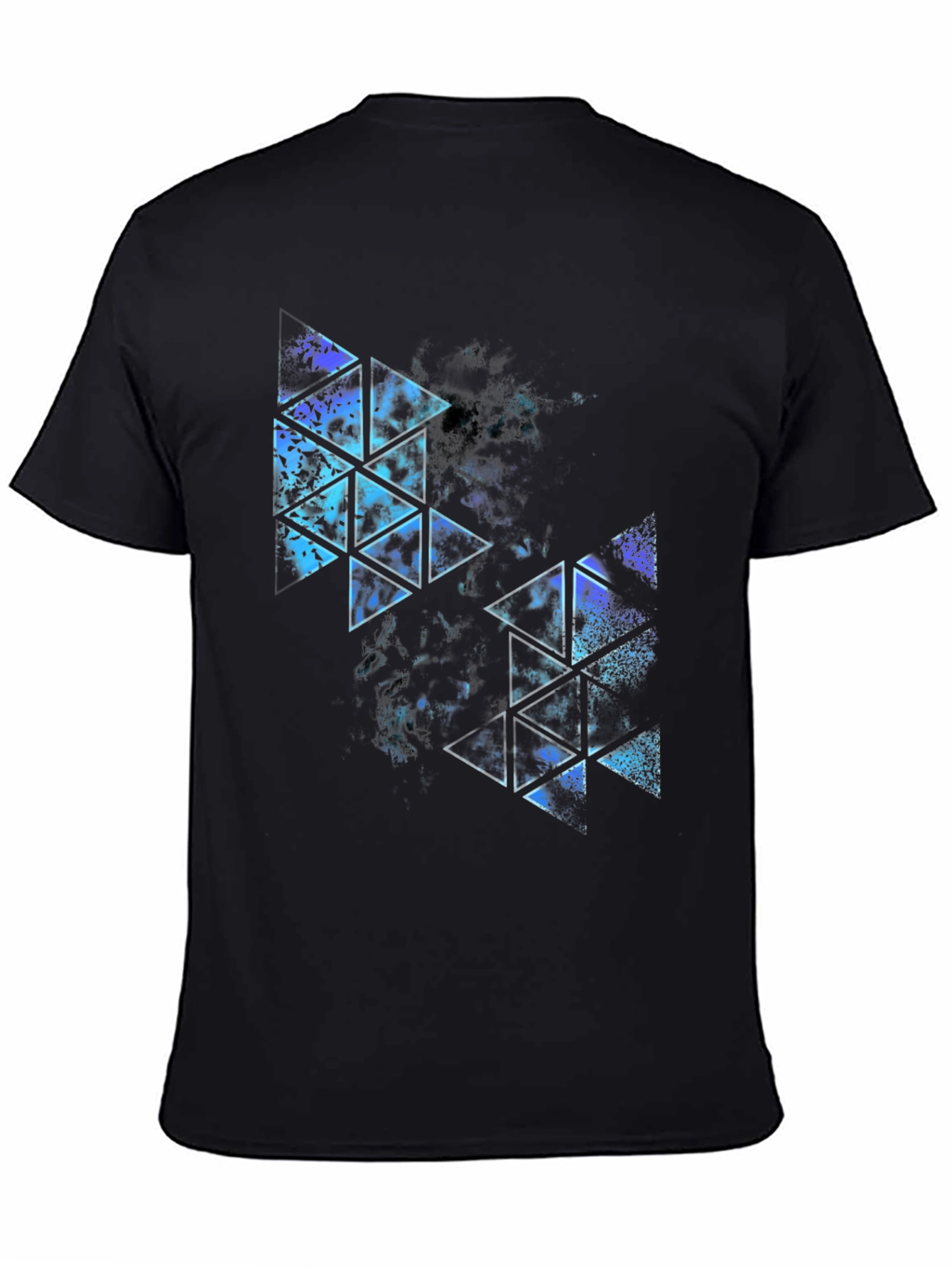 Black Geometric Triangle Print T-Shirt - Modern Style view 4