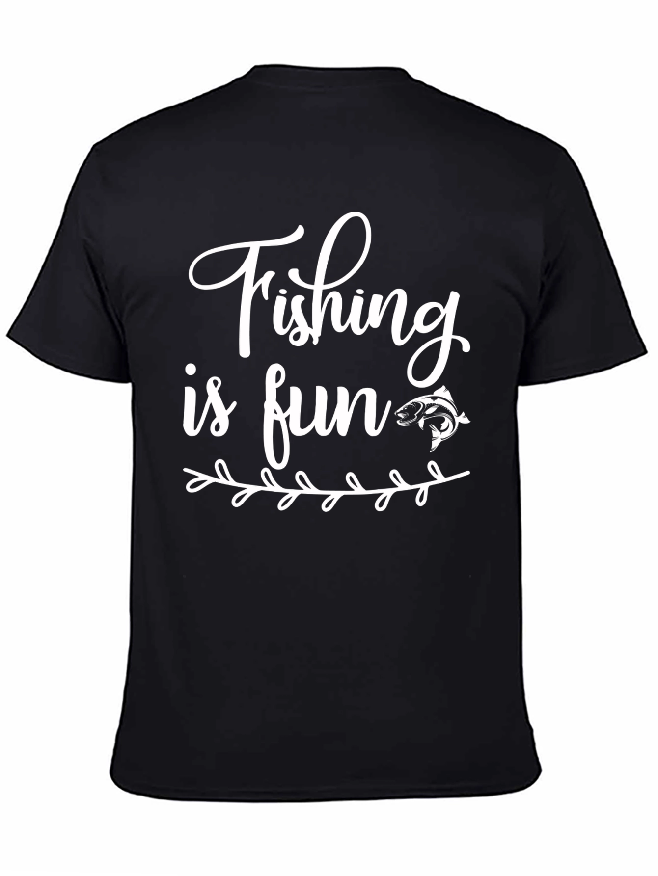 Black Fishing is Fun Black Graphic Tee view 4