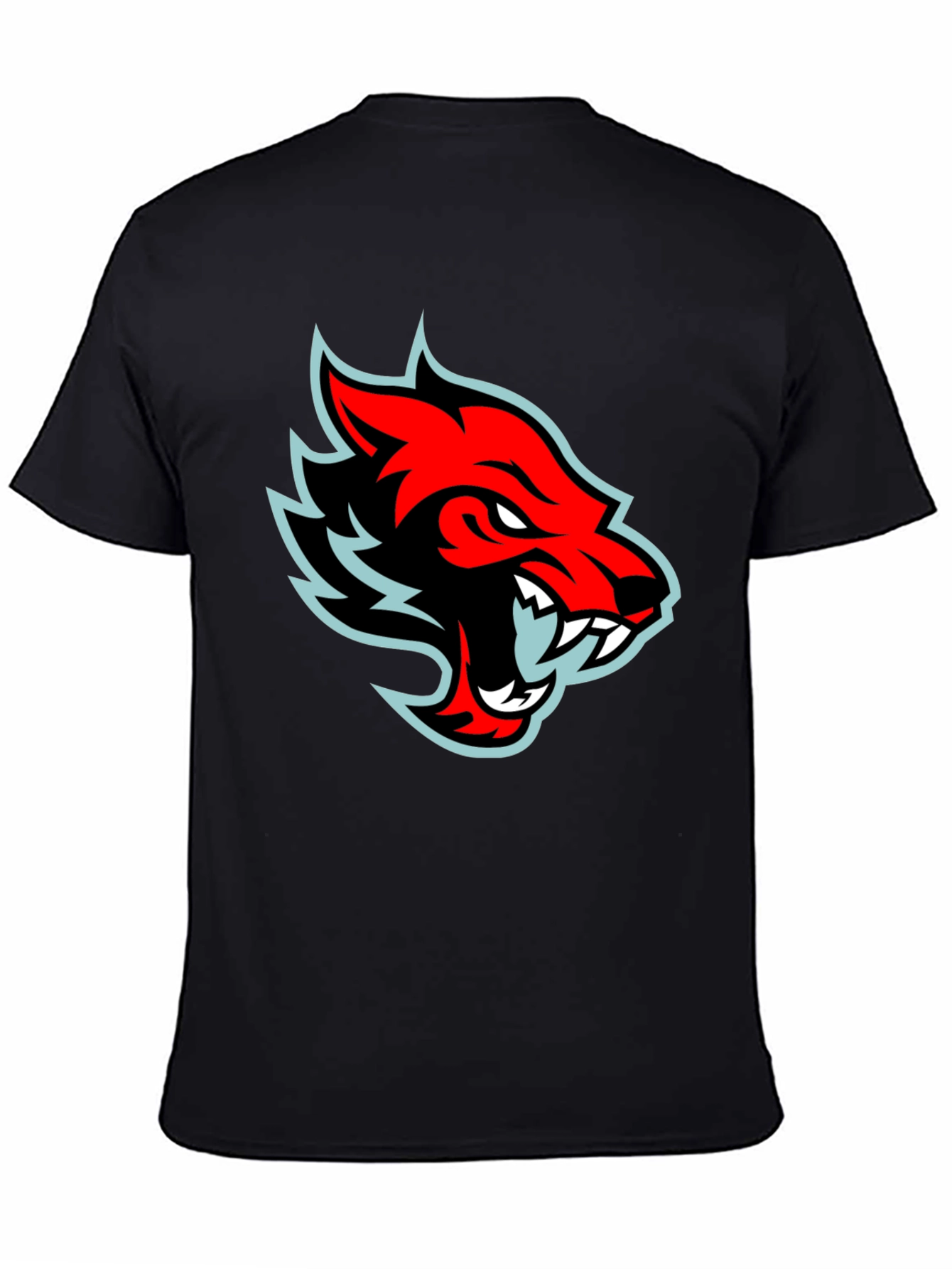 Black Red Wolf Graphic Tee - Cool Black T-Shirt view 4