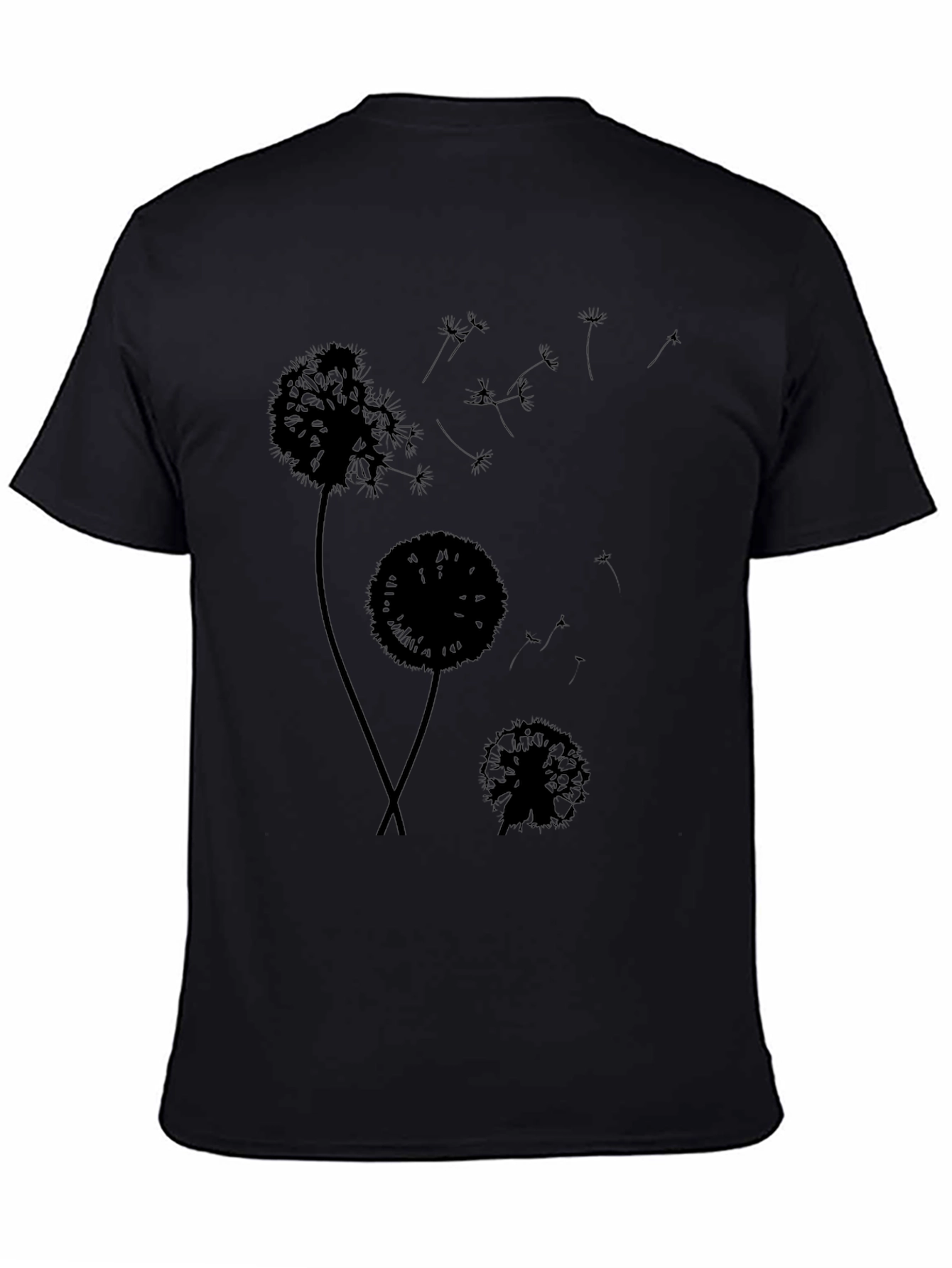 Black Dandelion Silhouette Black T-Shirt - Stylish Graphic Tee view 4