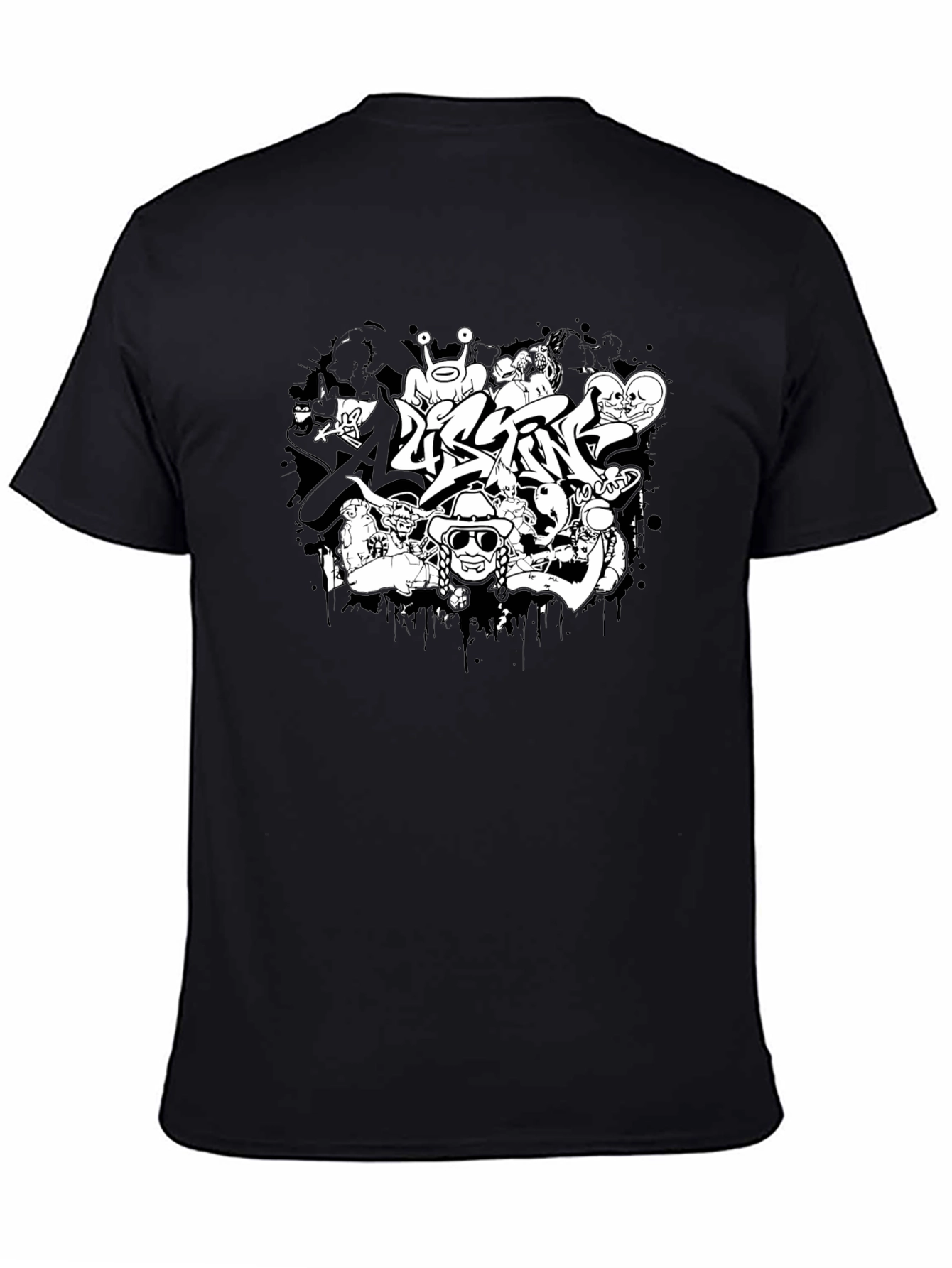 Black Cool Graphic Print T-Shirt - Black Cotton Tee view 4