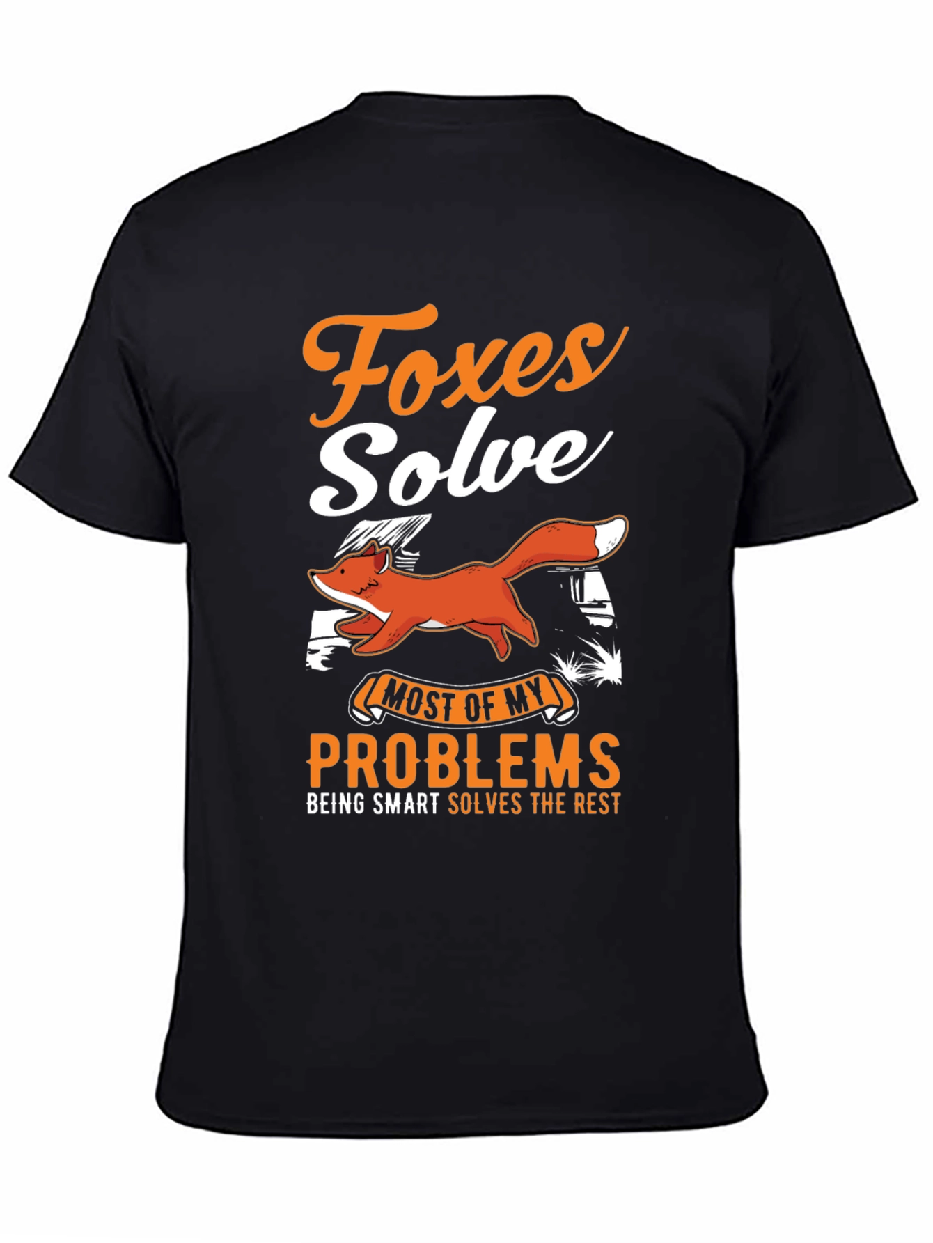 Black Foxes Solve Problems Funny Graphic T-Shirt view 4