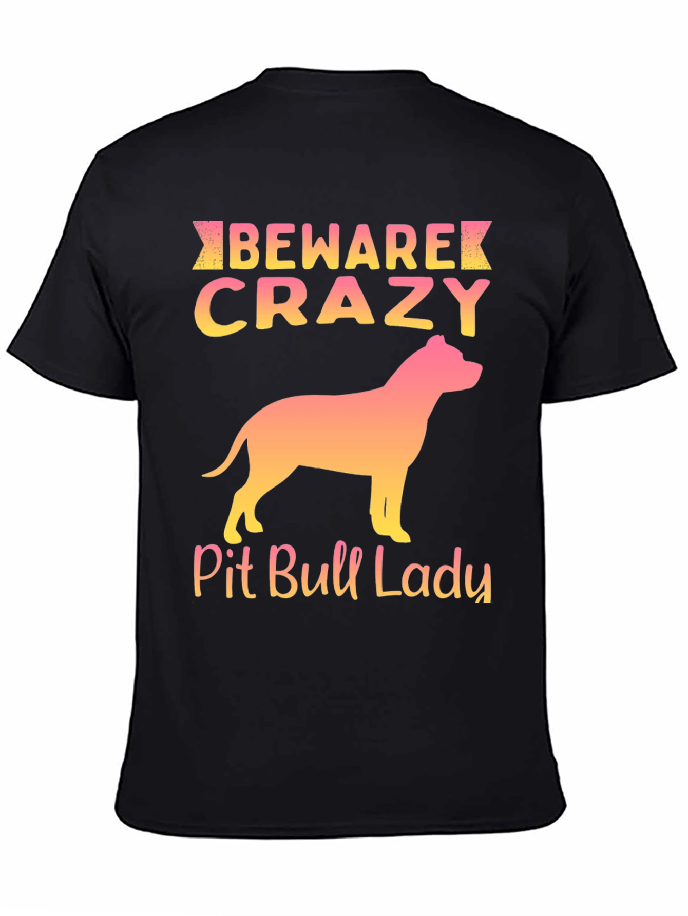 Black Beware Crazy Pit Bull Lady Graphic Tee view 4
