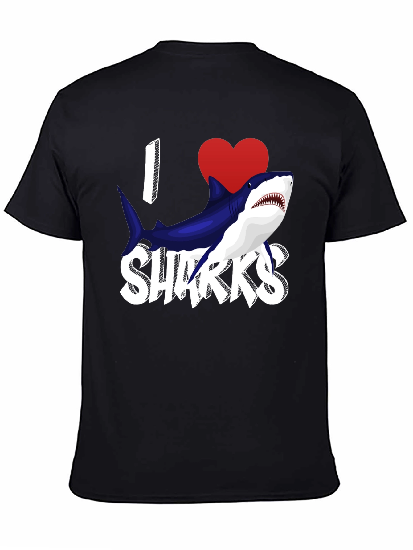 Black I Heart Sharks Graphic T-Shirt - Black view 4