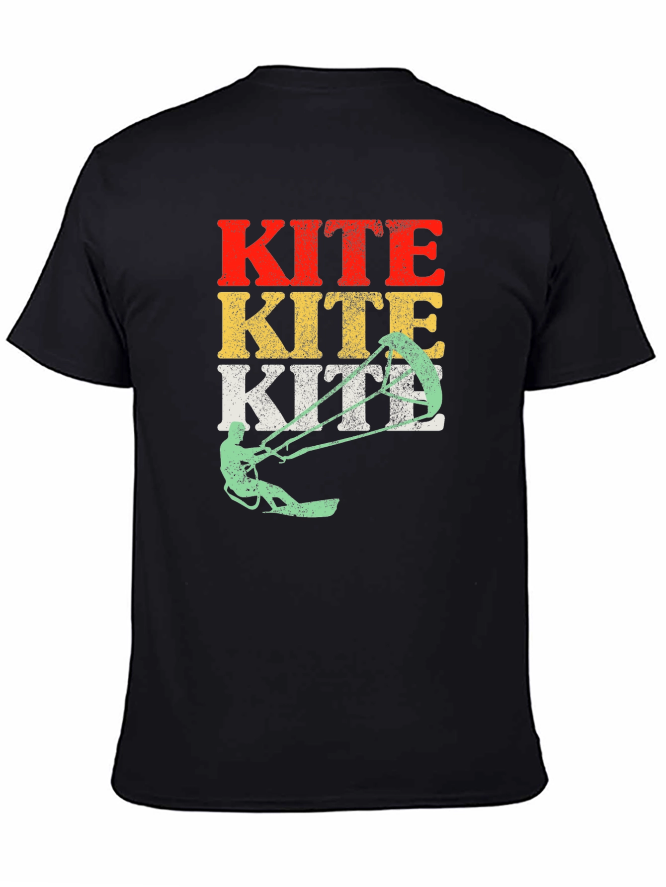 Black Kiteboarding T-Shirt - Vintage Style Kitesurfing Tee view 4