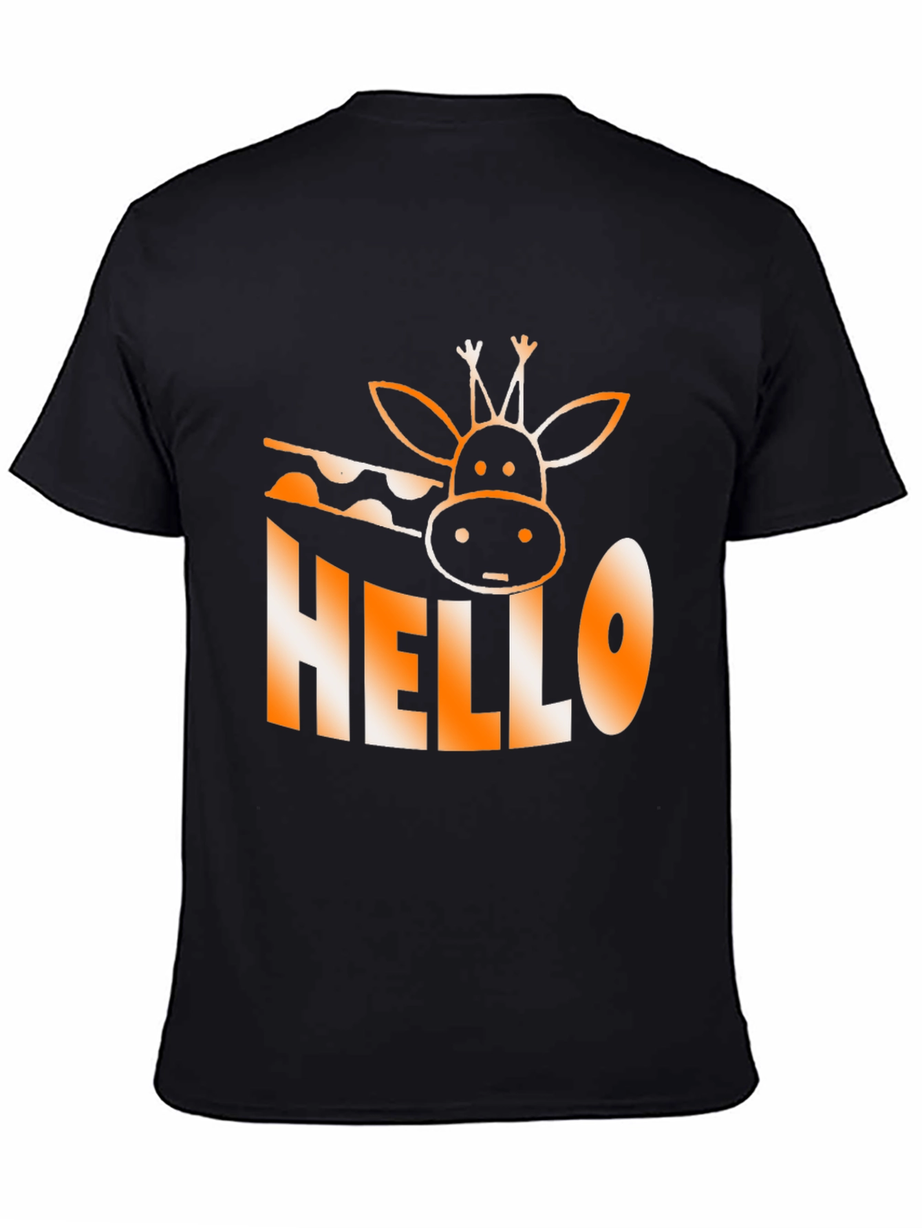 Black Hello Giraffe Graphic Tee - Black Cotton T-Shirt view 4