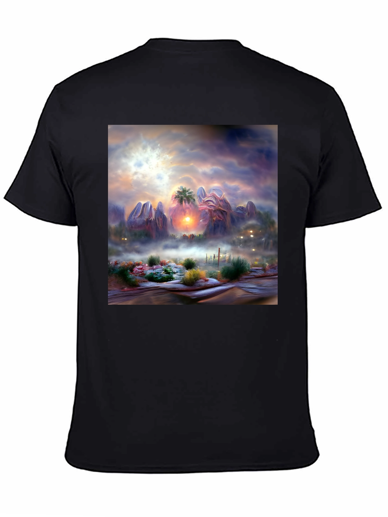 Black Sunset Desert Graphic Tee - Artistic Men's Shirt view 4