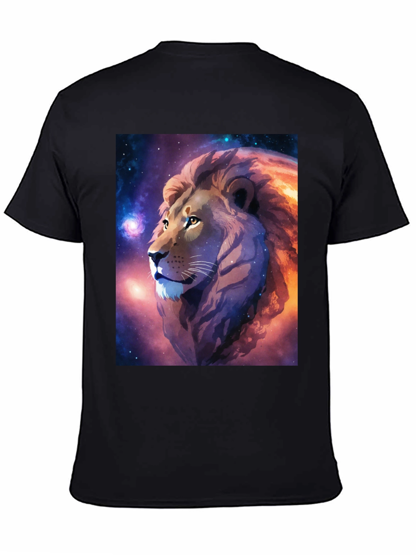 Black Cosmic Lion Graphic Black T-Shirt view 4