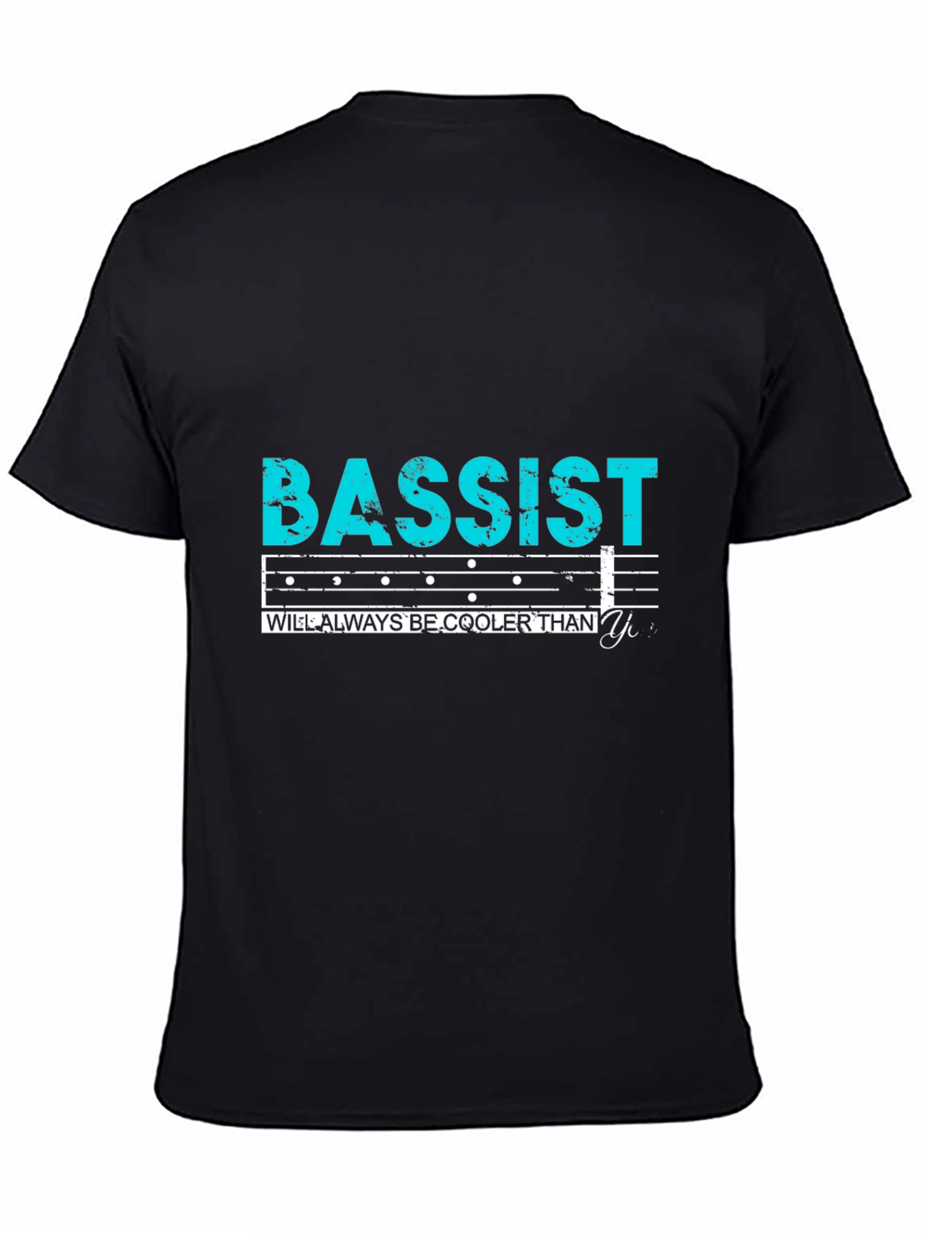 Black Cool Bassist T-Shirt - Musical Humor Tee view 4