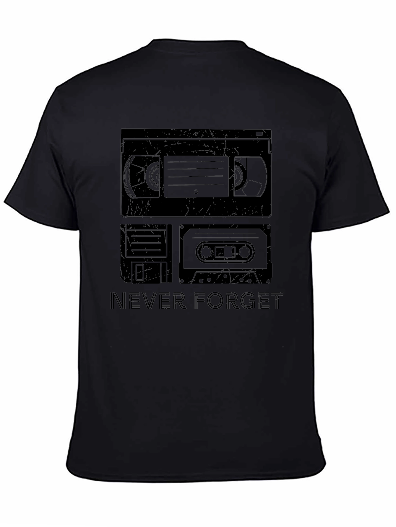 Black Never Forget Retro Media T-Shirt view 4