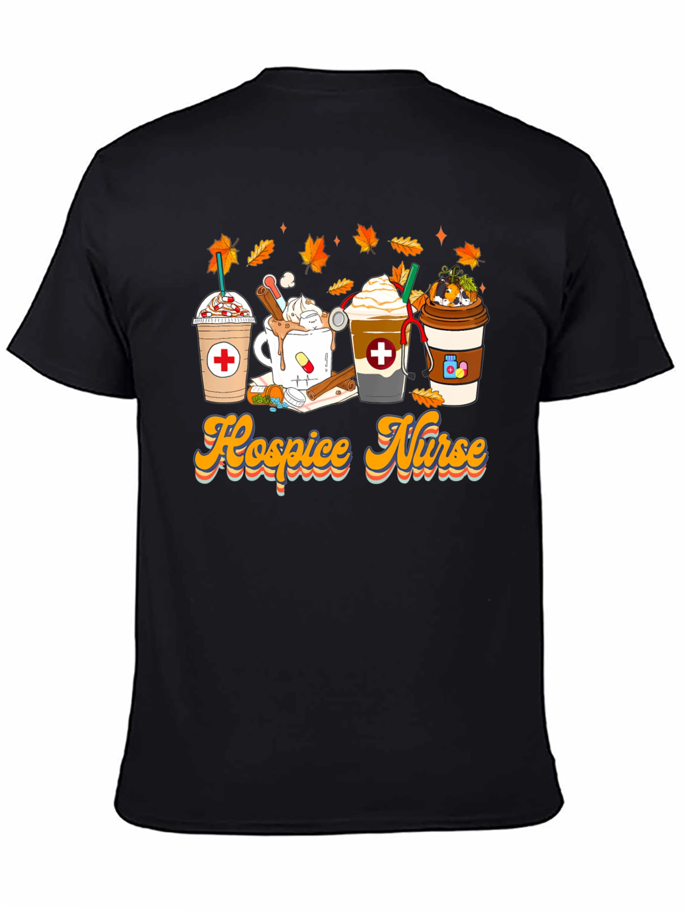 Black Hospice Nurse Fall Coffee T-Shirt view 4