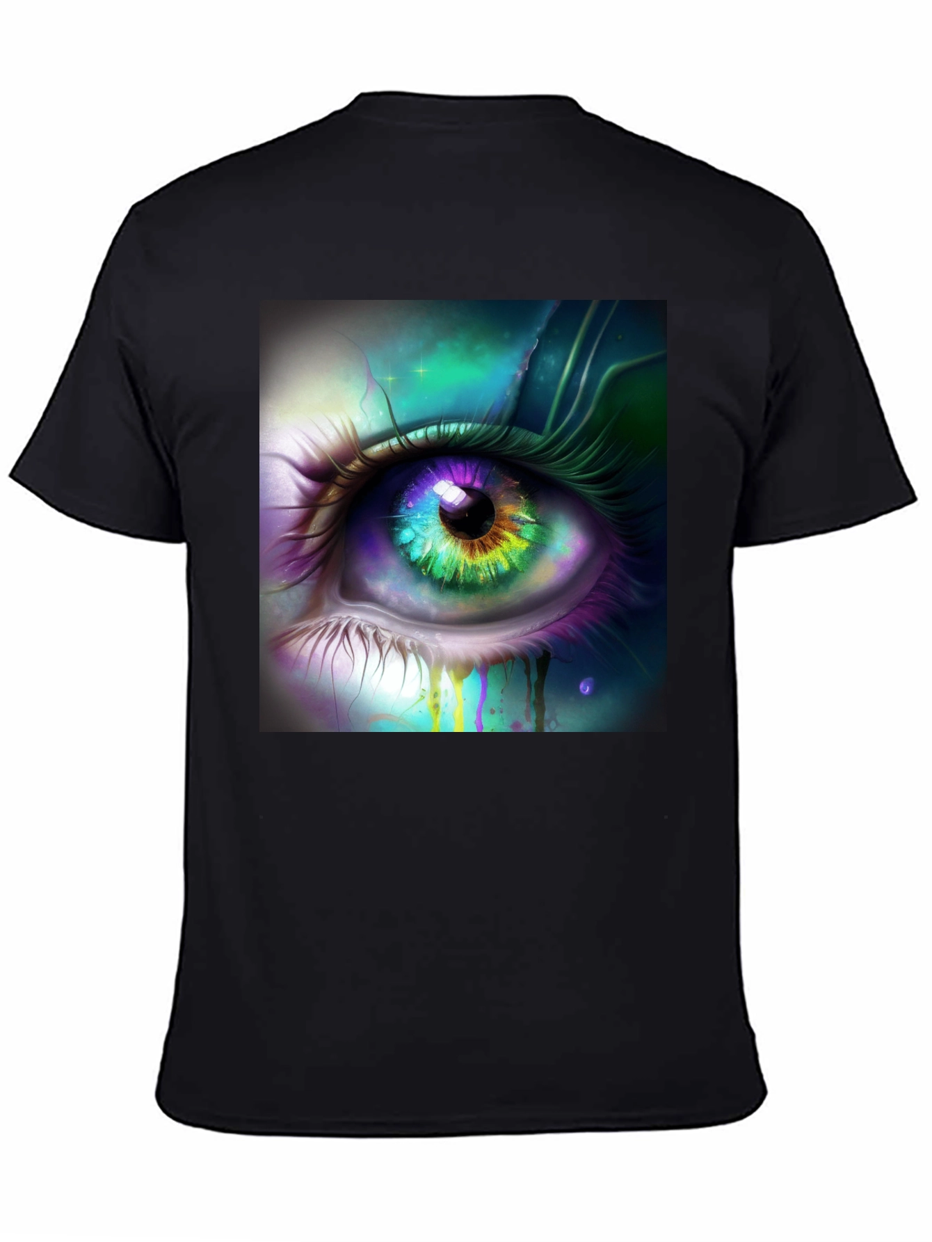 Black Mystic Eye Graphic Tee - Black Cotton Blend view 4