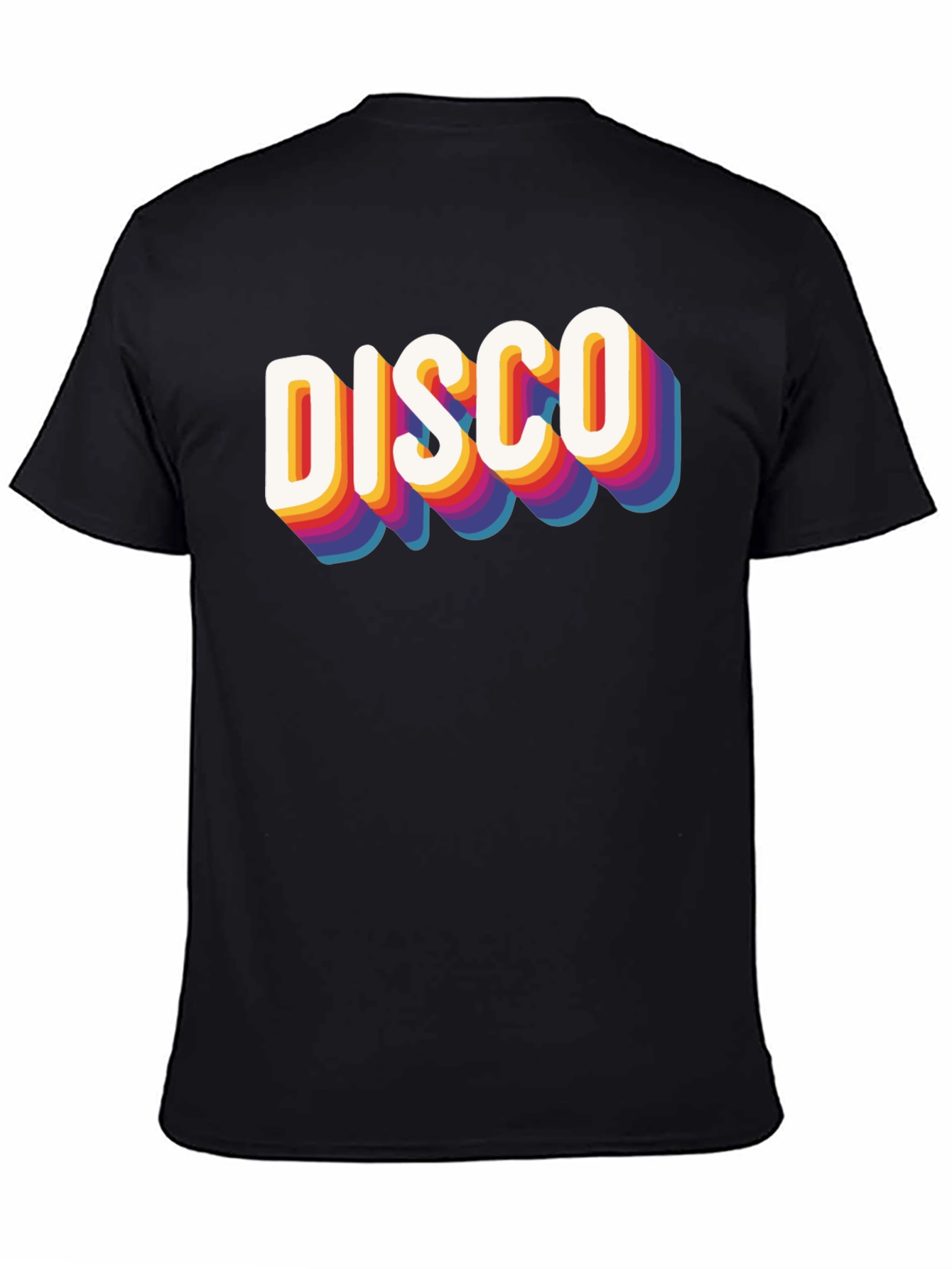 Black Retro Disco Graphic Tee - Black Cotton Blend view 4