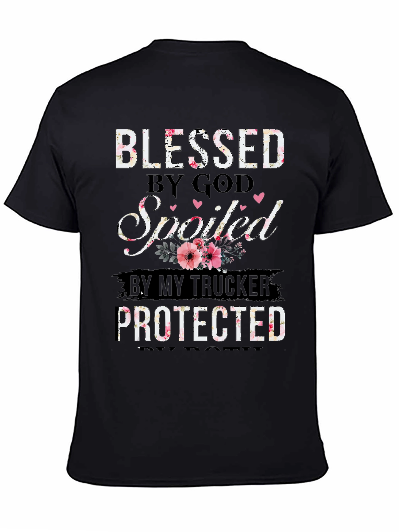 Black Blessed by God Trucker T-Shirt view 4