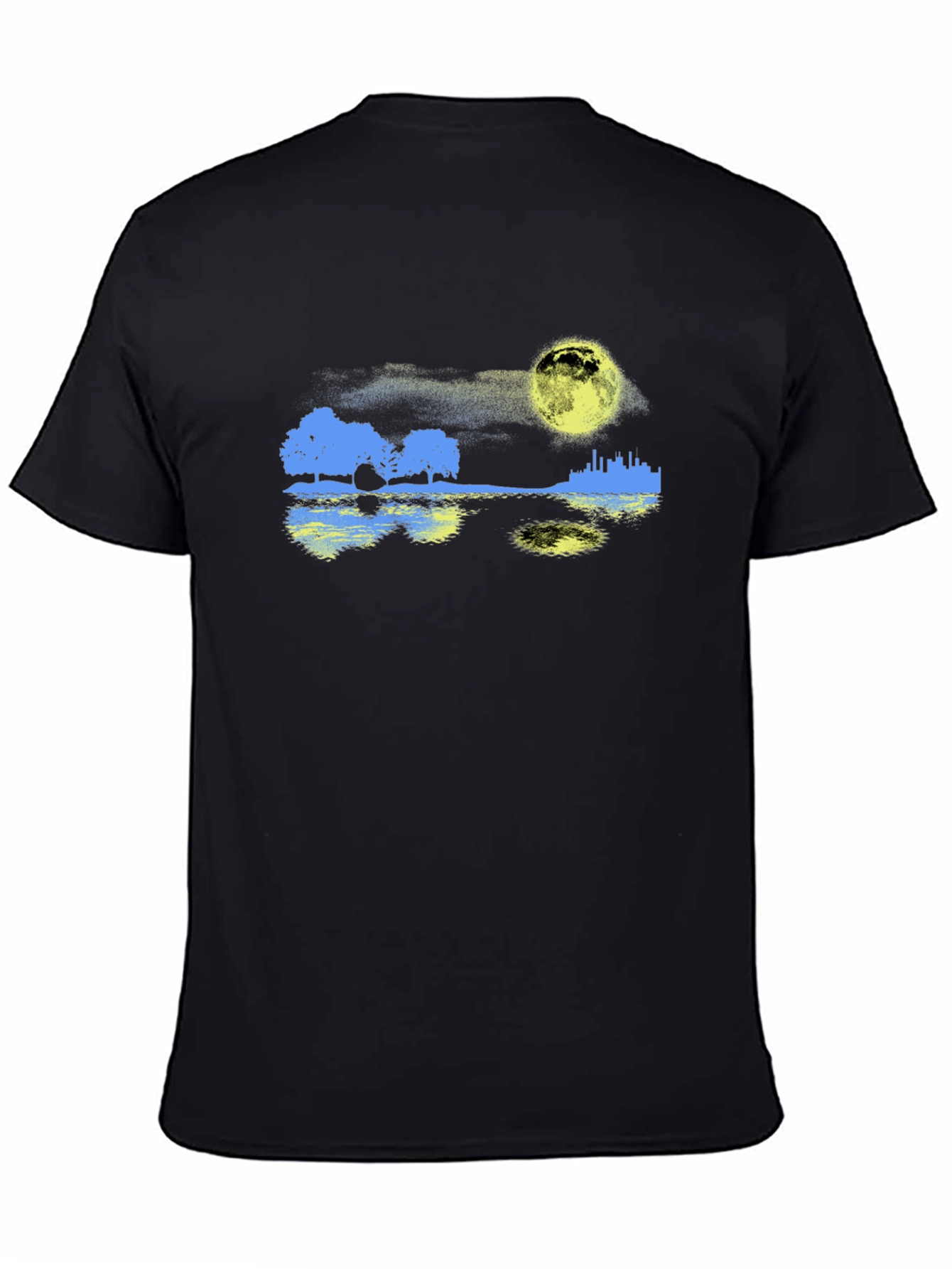 Black Moonlit Cityscape T-Shirt view 4