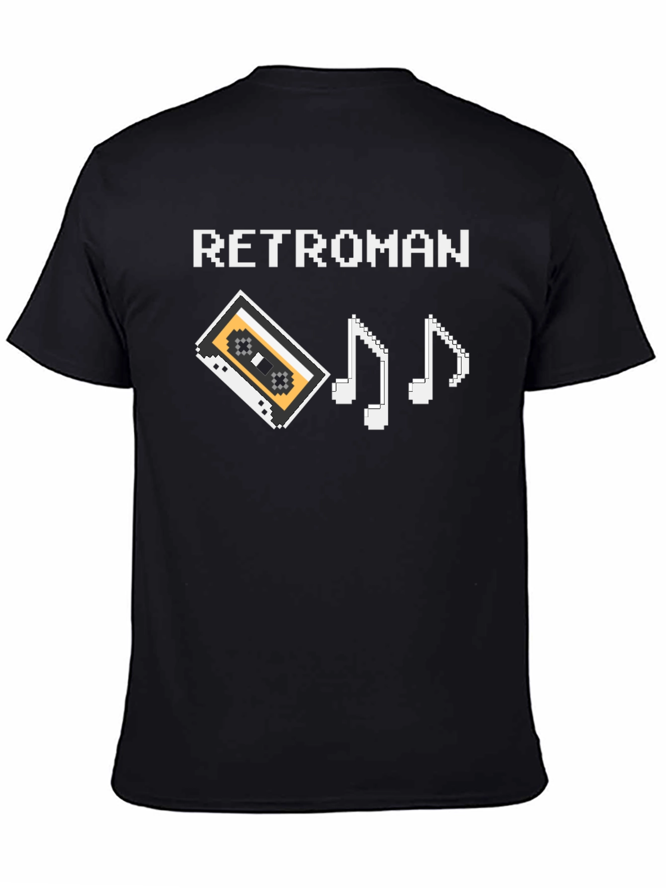 Retroman Black Pixel Cassette & Music Notes T-Shirt - 4