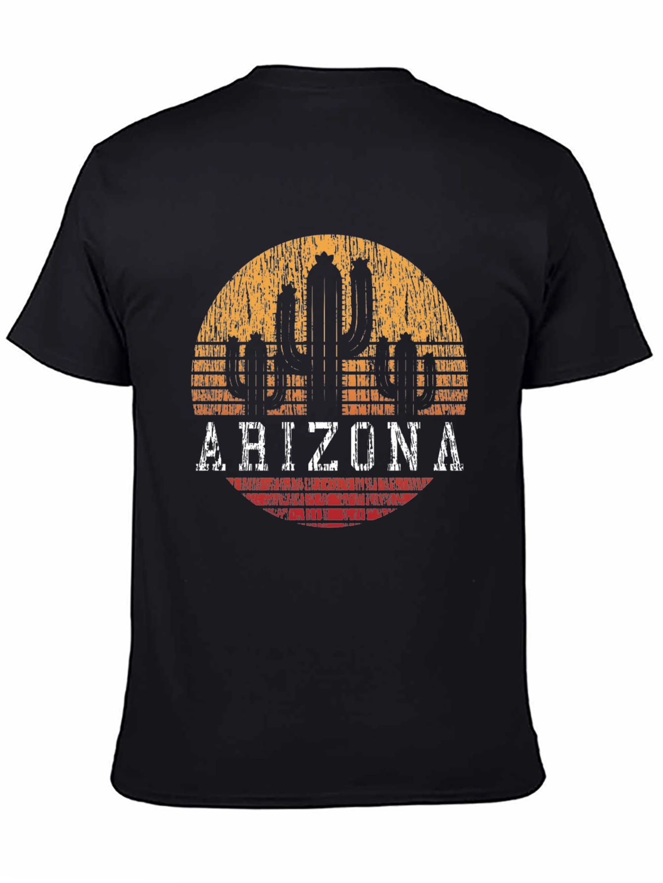 Black Arizona Cactus Graphic Tee - Distressed Desert Style T-Shirt view 4