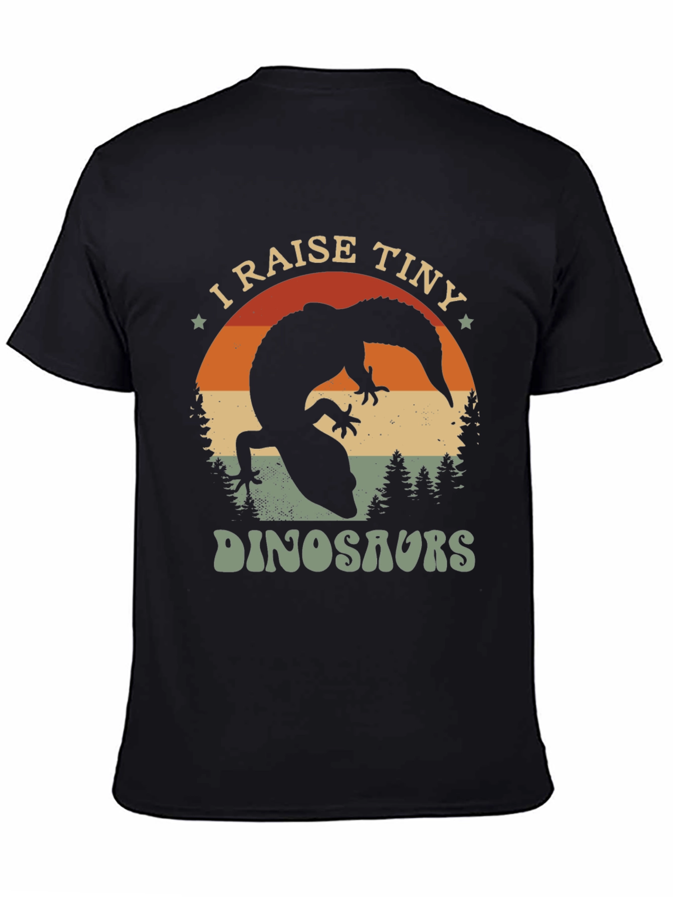 Black I Raise Tiny Dinosaurs T-Shirt view 4