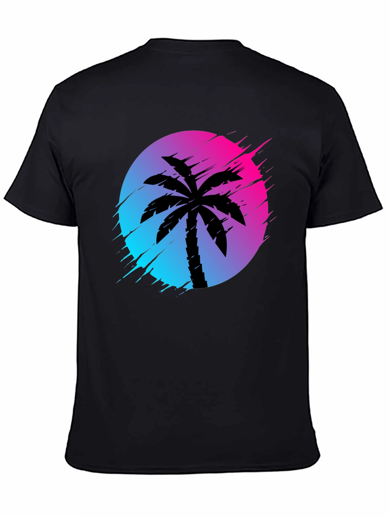 Black Retro Palm Tree Graphic Tee - Black view 4