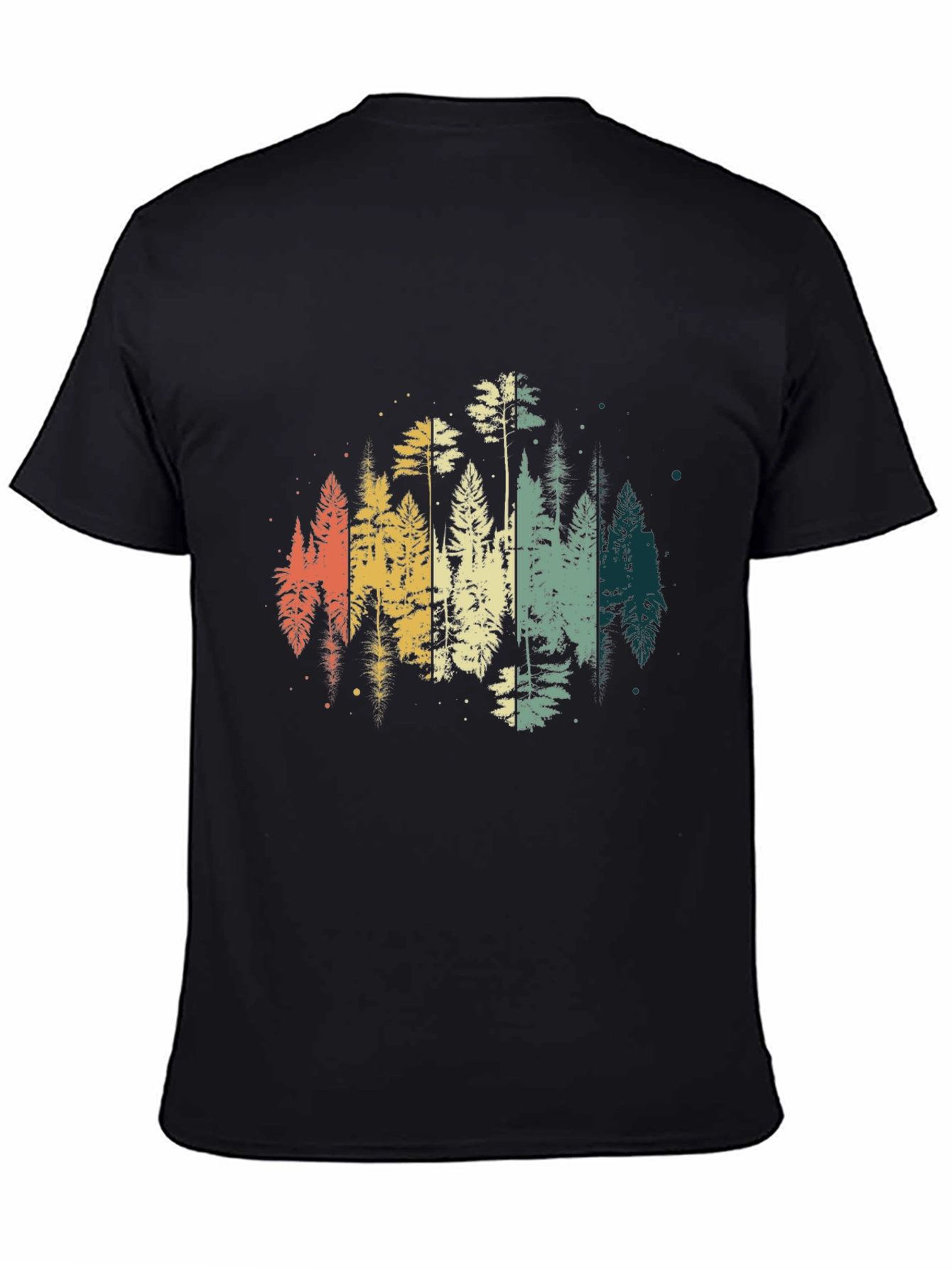 Black Retro Forest T-Shirt - Vintage Style Nature Tee view 4