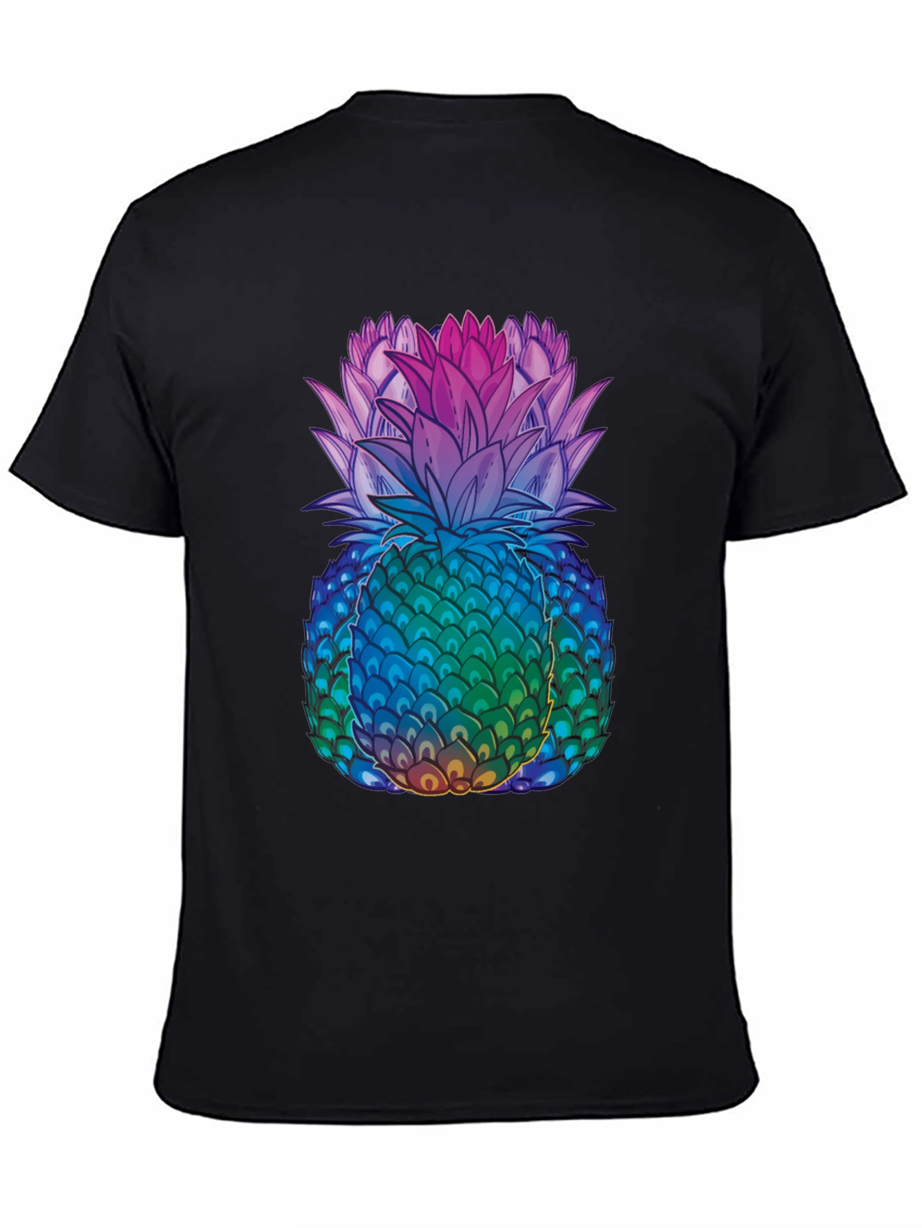 Black Rainbow Pineapple Graphic Tee - Unique Design view 4