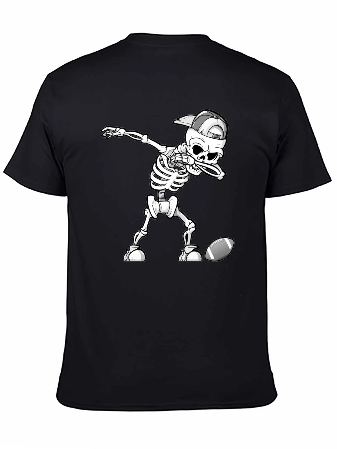 Black Skeleton Dabbing Football Tee view 4