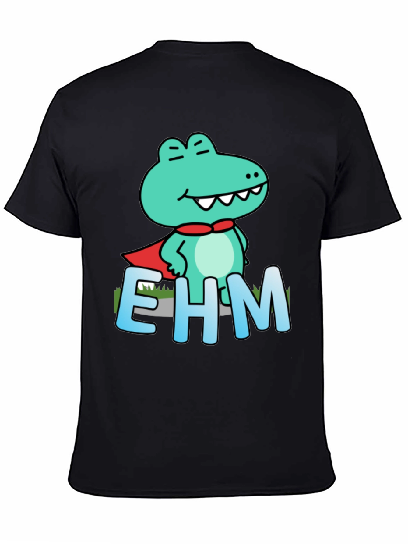 Black Funny Cartoon Crocodile EHM T-Shirt view 4