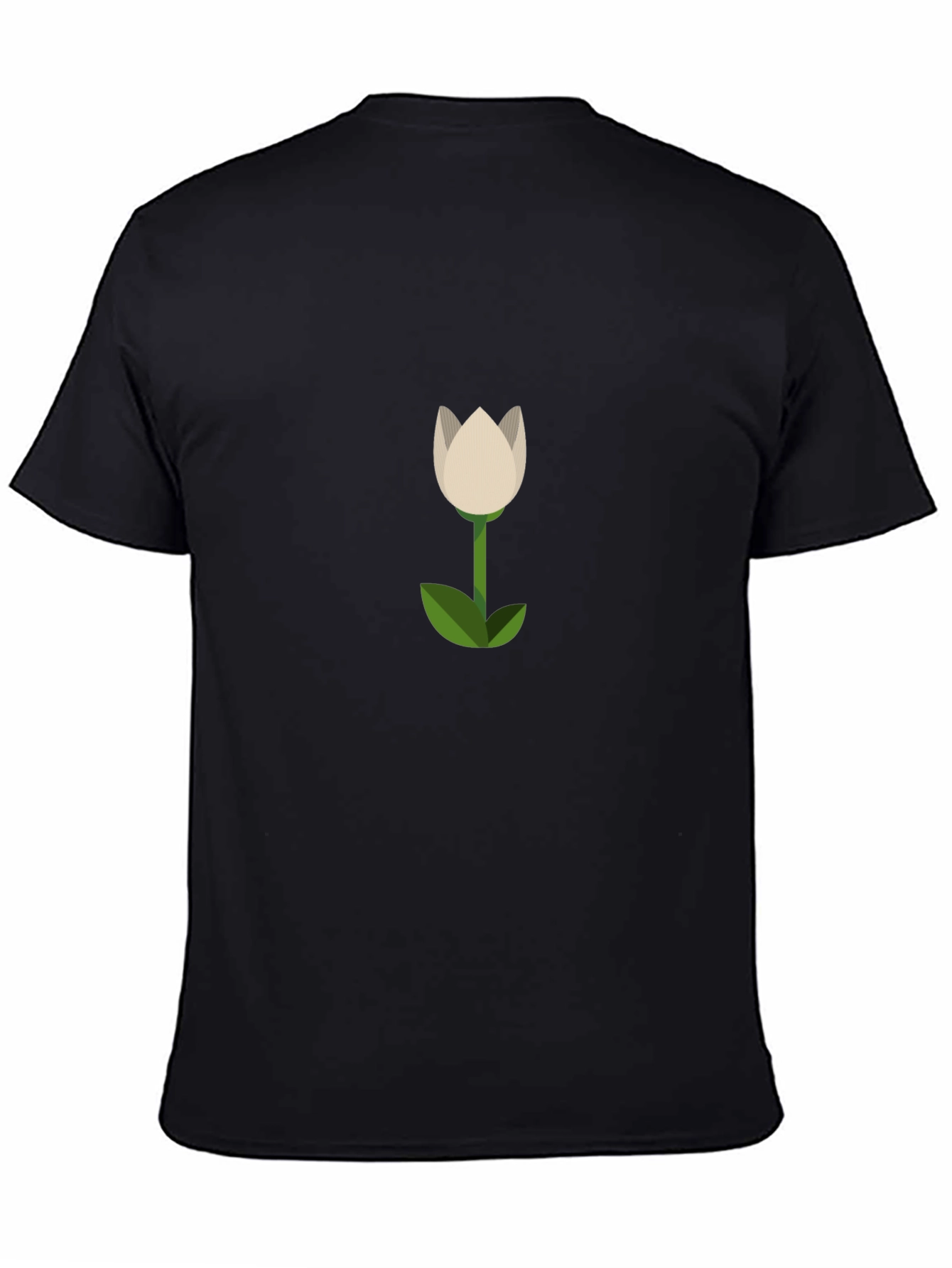 Black Minimalist Tulip Graphic Tee - Soft Cotton Black T-Shirt view 4
