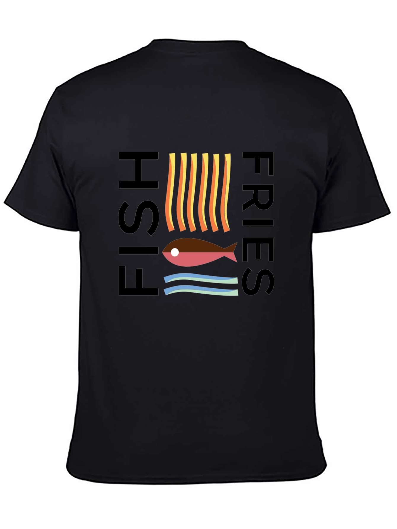 Black Fish & Fries Graphic Tee - Unisex Black T-Shirt view 4