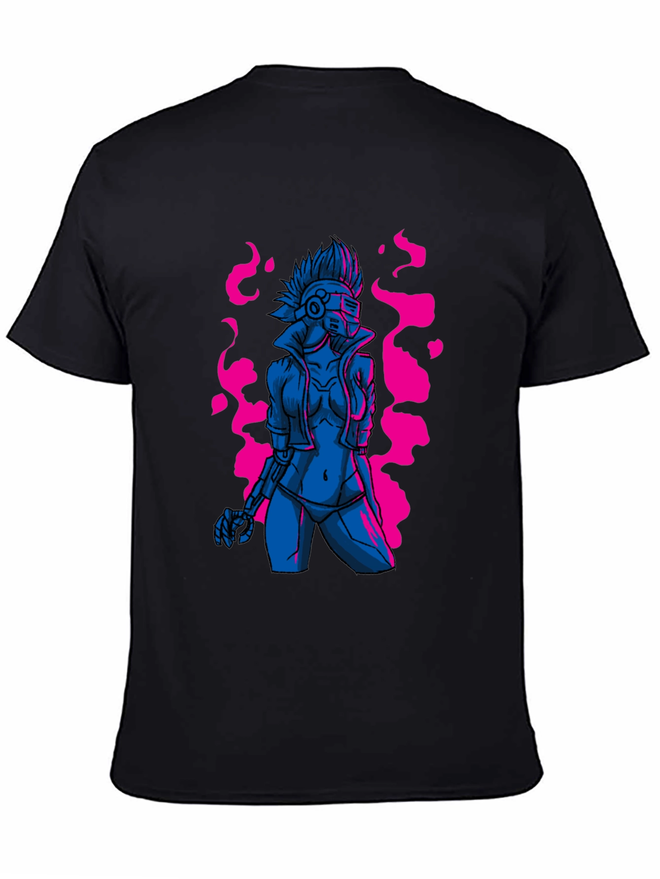 Black Cyberpunk Android Graphic Tee - Edgy Sci-Fi Style view 4