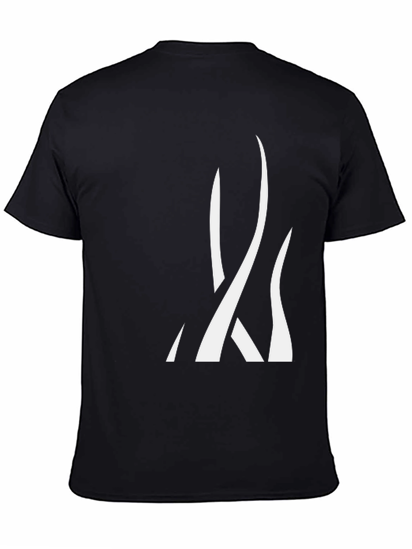 Black Men's Black Graphic Tee - Abstract White Design view 4
