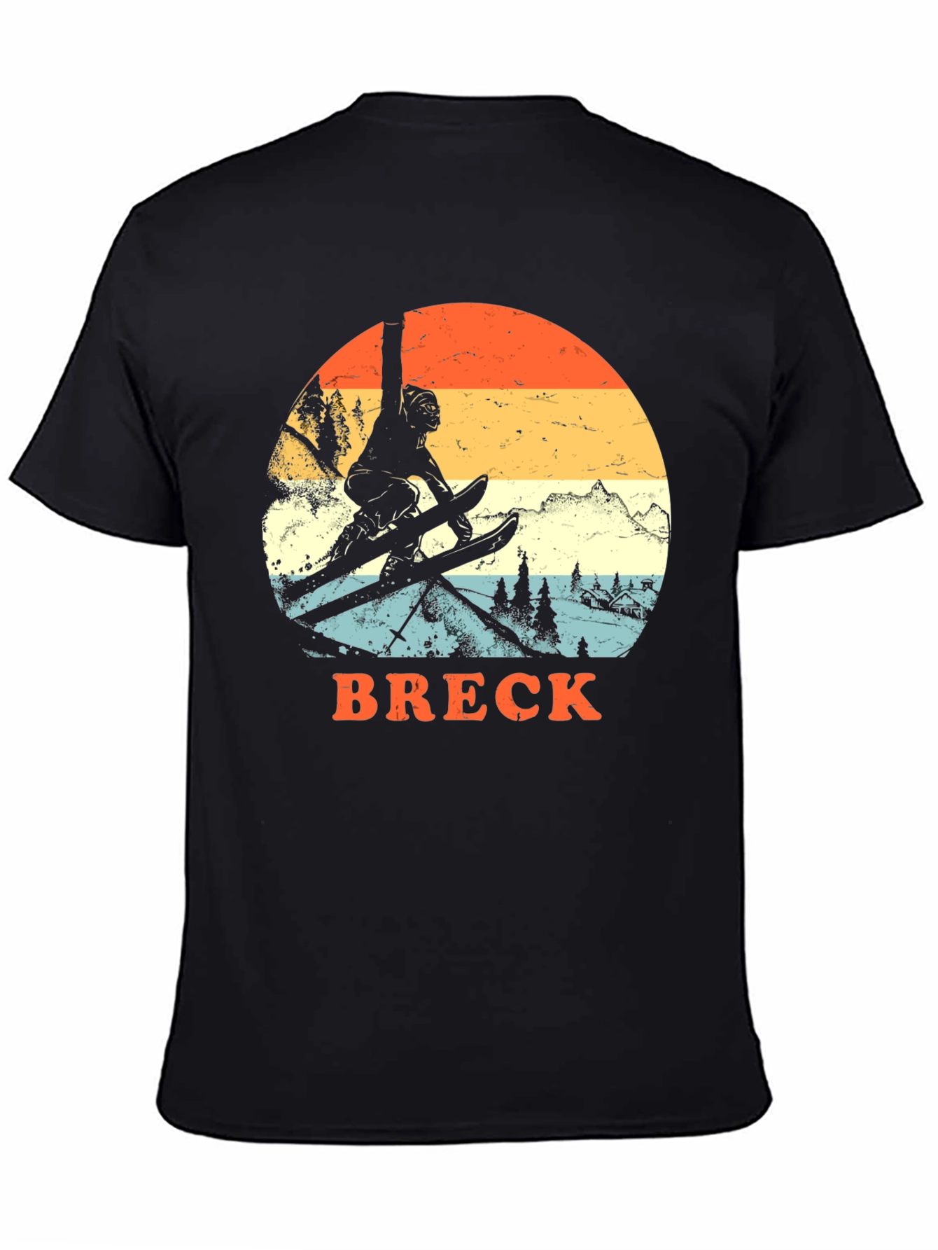 Black Vintage Breck Skiing T-Shirt view 4