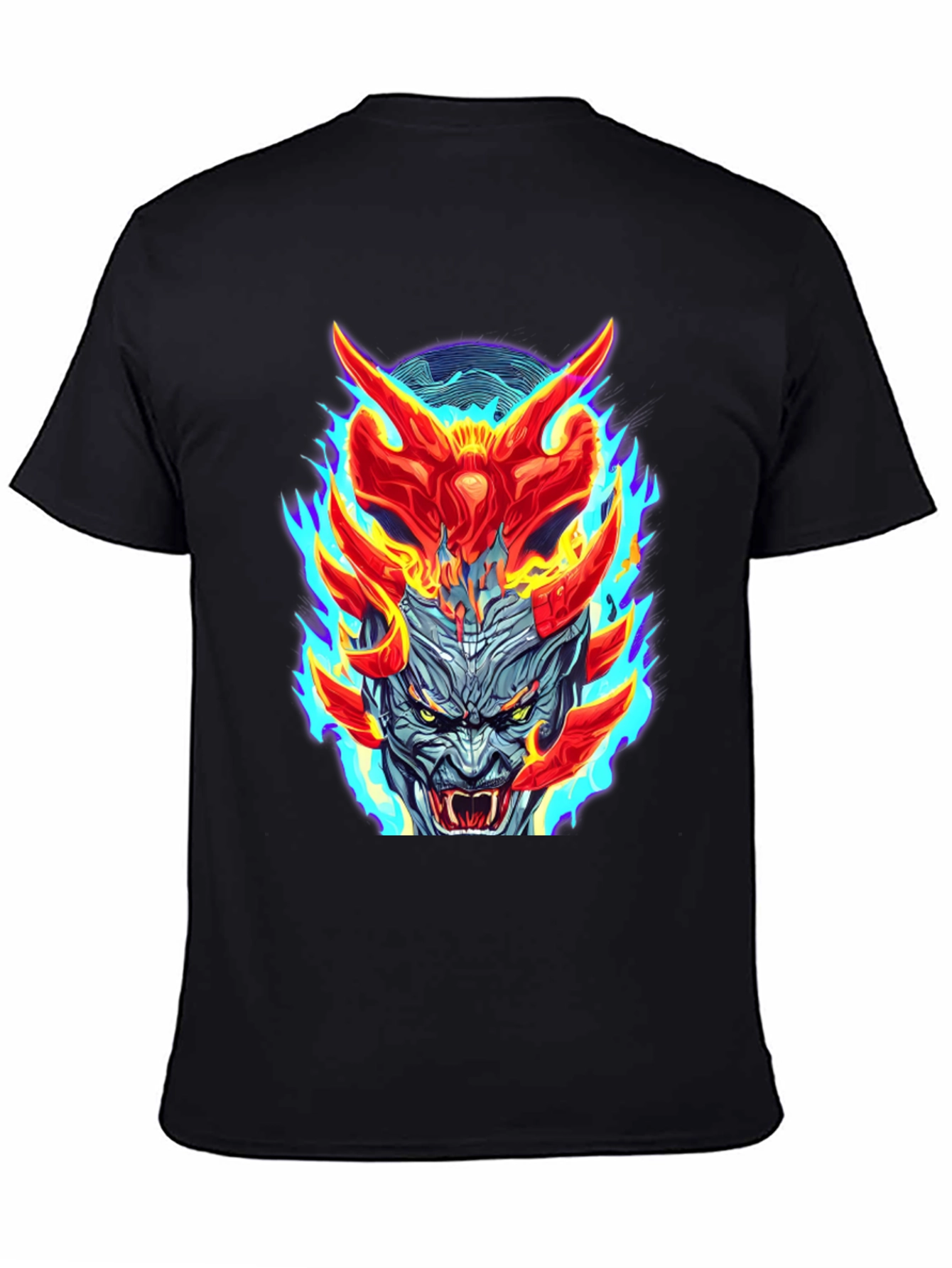 Black Fiery Demon Graphic Tee - Black view 4