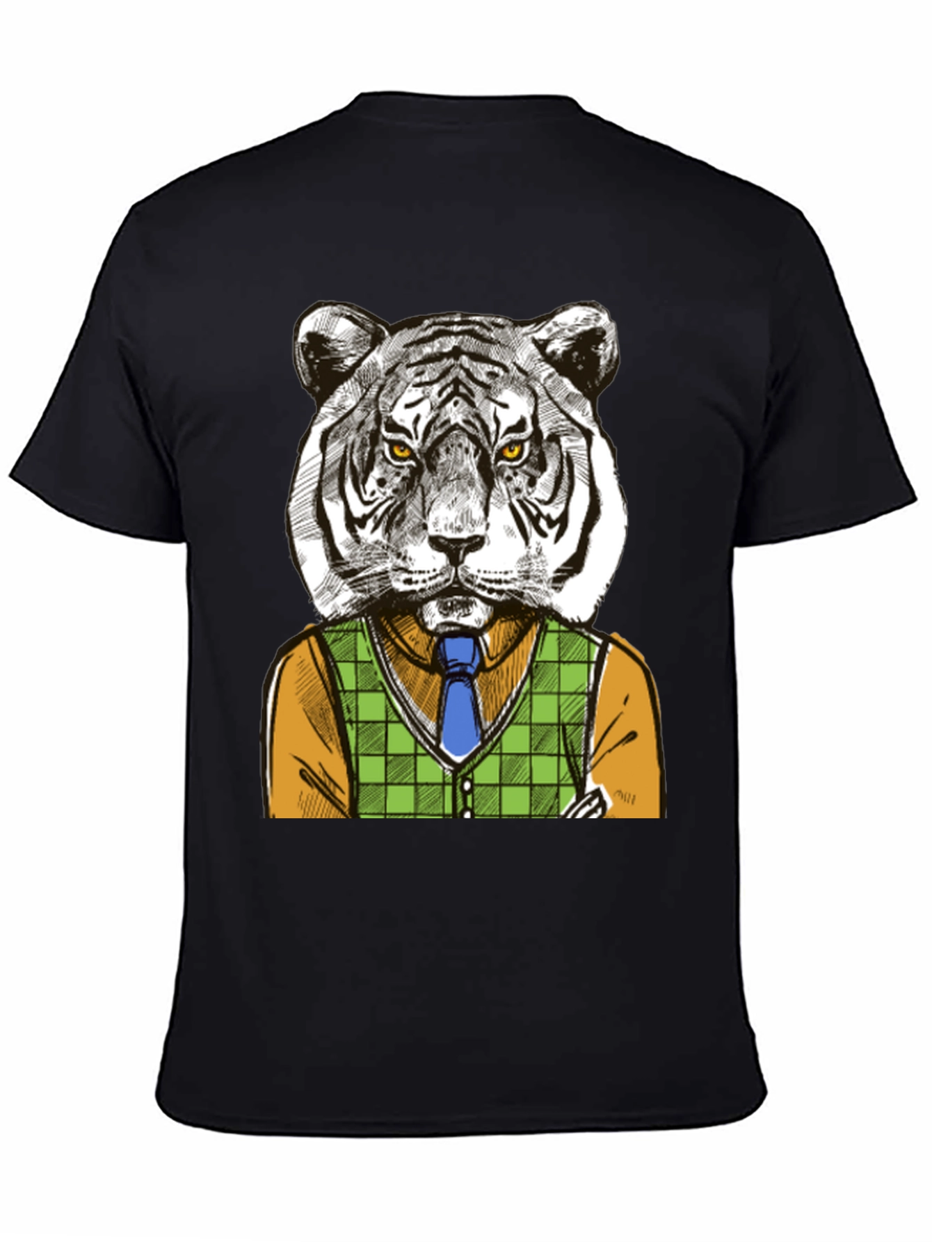 Black Tiger Gentleman Graphic T-Shirt - Cool Animal Design view 4
