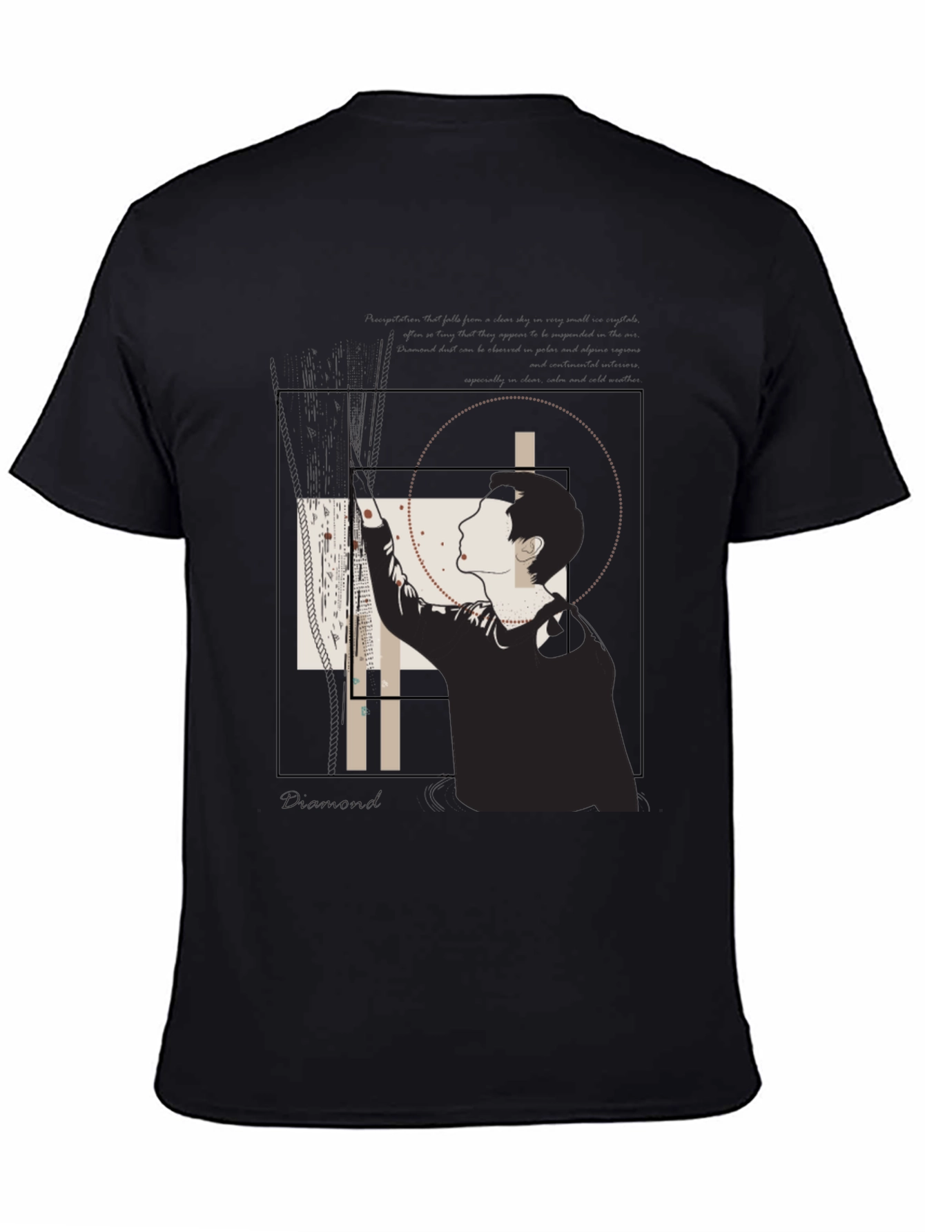 Black Geometric Graphic Black T-Shirt view 4