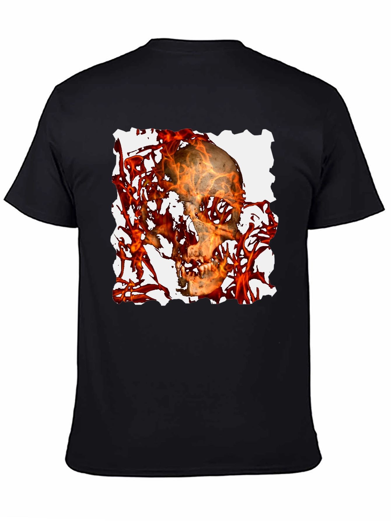 Black Fiery Skull Graphic Tee - Black T-Shirt view 4