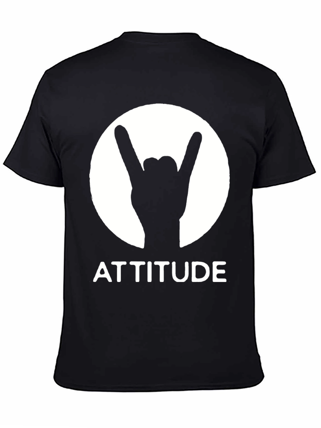 Black Attitude Rock On Hand Graphic Tee - Black view 4