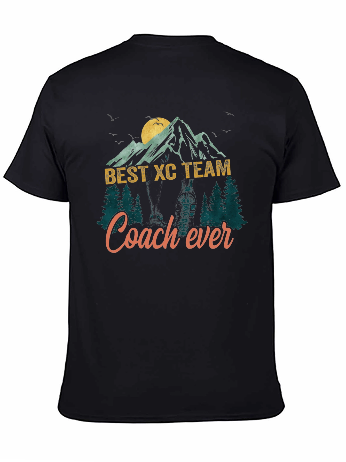 Black Best XC Team Coach Ever Mountain T-Shirt view 4