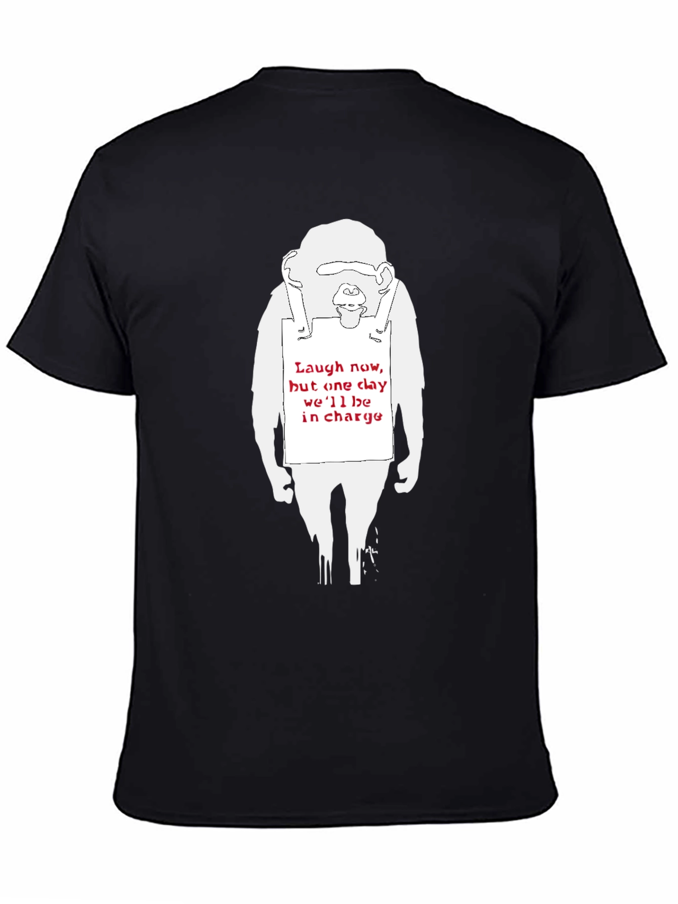 Black Banksy Monkey T-Shirt - Laugh Now view 4