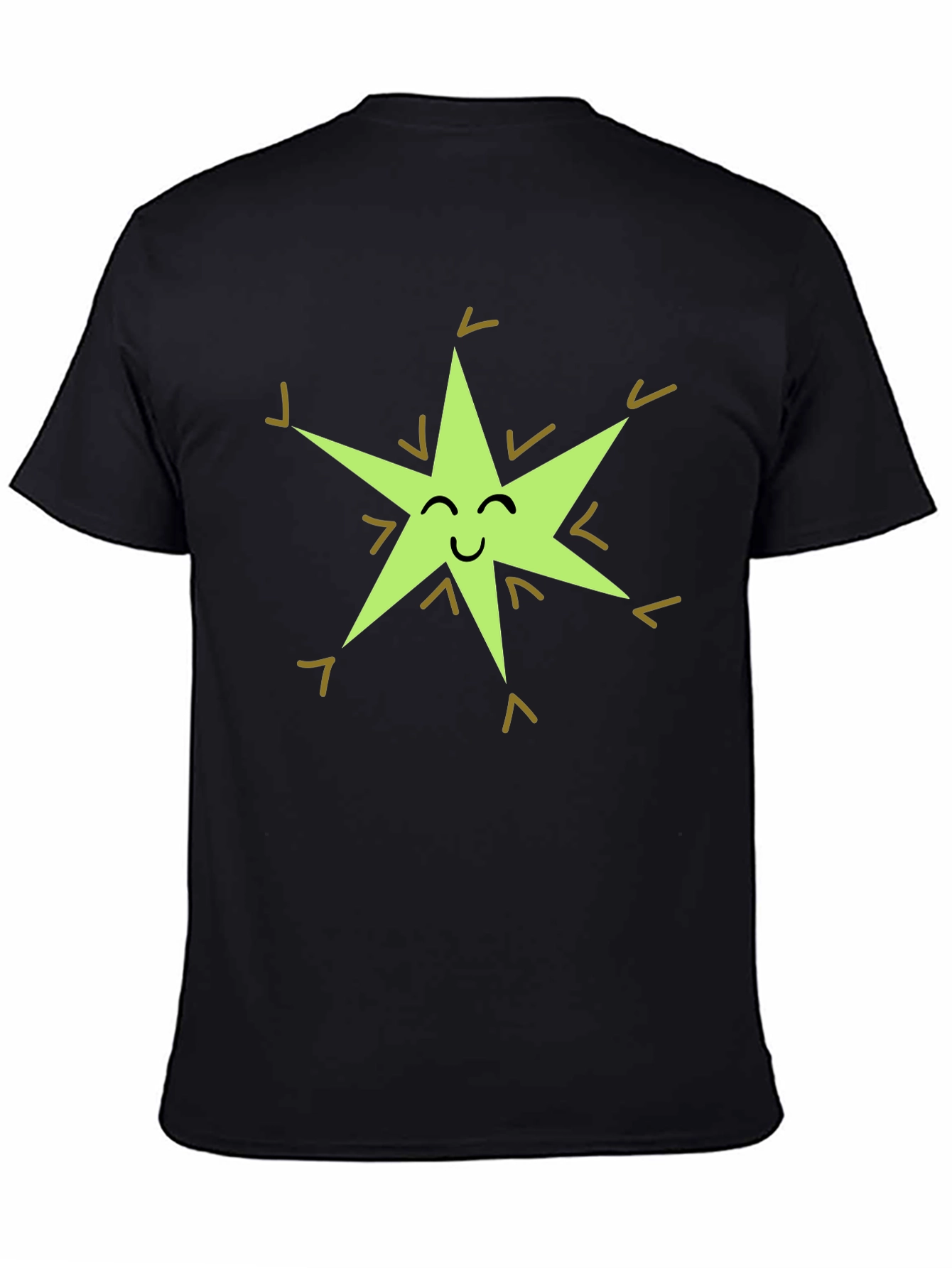 Black Happy Star Graphic Tee - Black Cotton Blend view 4