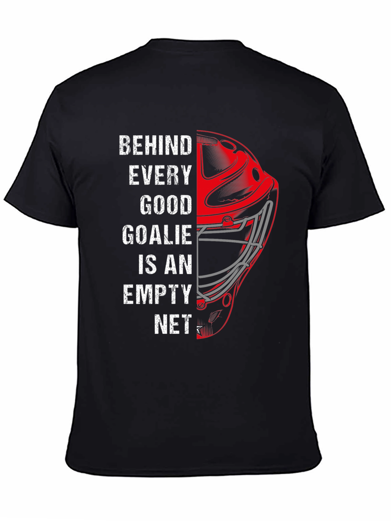 Black Funny Hockey Goalie T-Shirt - Empty Net Design view 4