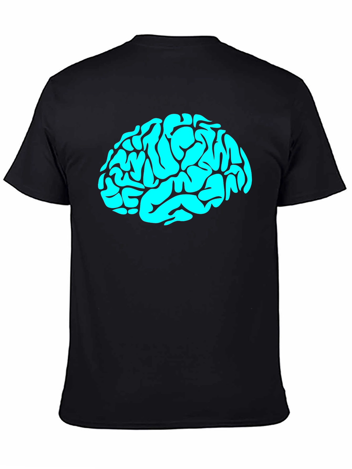 Black Brain Graphic Tee - Mens Black Cotton T-Shirt view 4